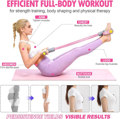 Foot Pedal Resistance Bands with Handles, Multifunction Elastic Yoga Exercise Bands, Home Gym Fitness Equipment for Women & Men to Tone Abs, Core, Legs, Arms, Waist