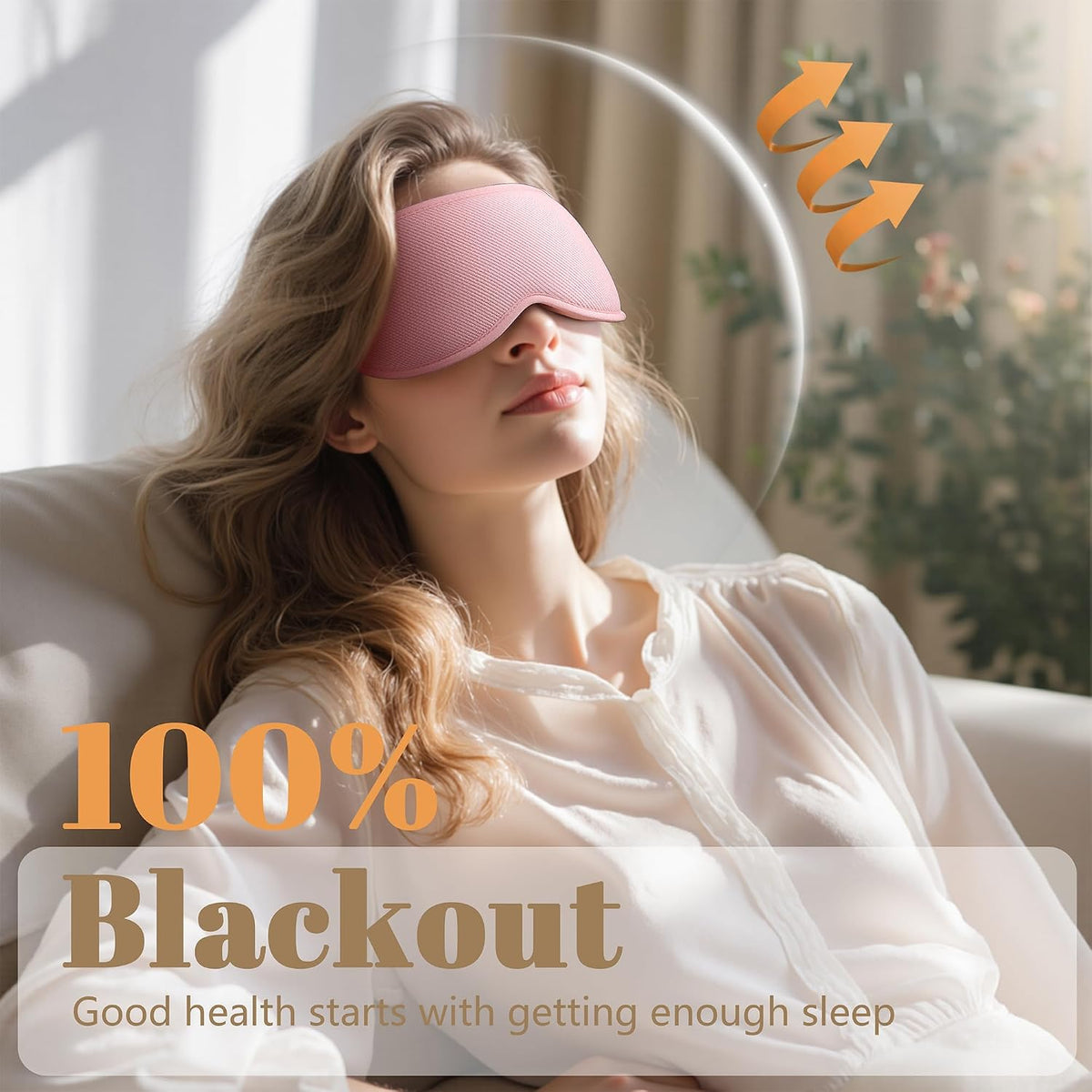 Sleep Mask for Men Women - 100% Blackout Eye Masks for Sleep, Zero Pressure 3D Sleeping Mask, Adjustable Light Blocking Eye Cover Blindfold for Travel, Nap, Night Work, Office - Black