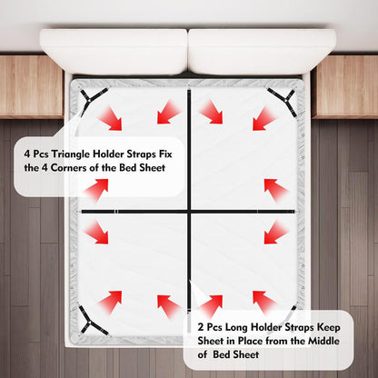 Bed Sheet Holder Straps, 2 Pcs Adjustable Mattress Sheet Clips, Bed Sheet Fasteners Elastic Sheet Suspenders to Keep Bed Sheet in Place for Different Beds (X-Purple)