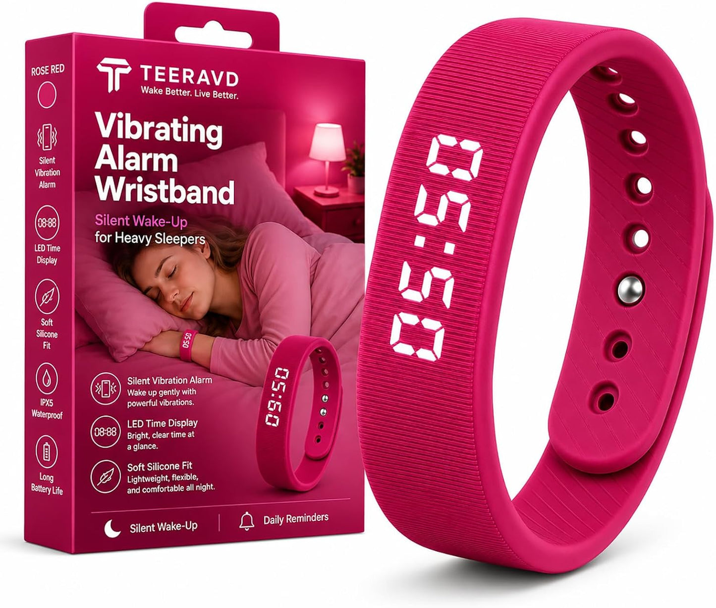 Vibrating Alarm Wristband Clock for Heavy Sleepers Wake Band Wrist Watch Silent Vibration Bracelet Loud Adults Strike Deaf People Despertar with that Won't Partner Extremely Deep
