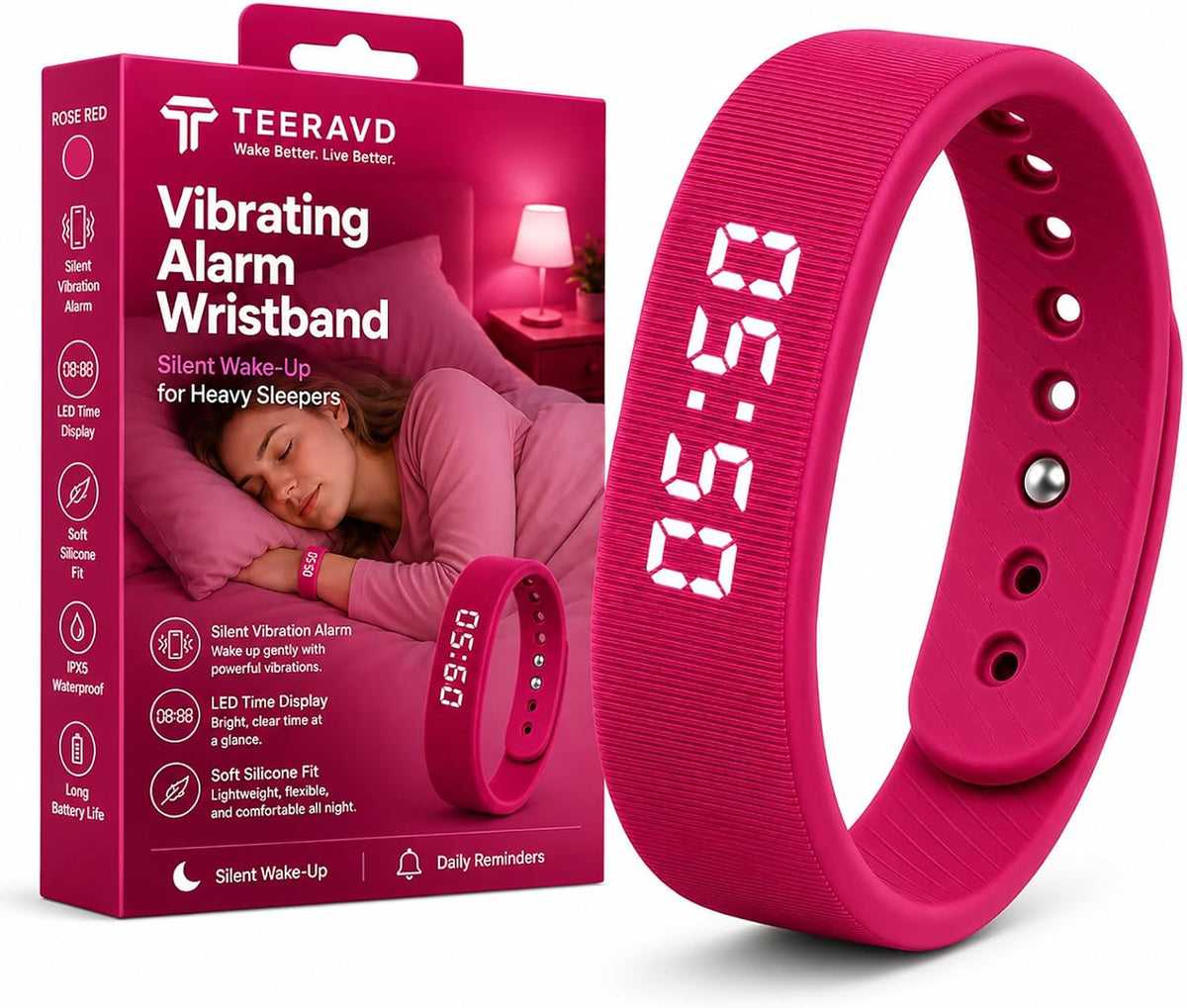 Vibrating Alarm Wristband Clock for Heavy Sleepers Wake Band Wrist Watch Silent Vibration Bracelet Loud Adults Strike Deaf People Despertar with that Won't Partner Extremely Deep
