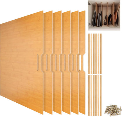 6 Pieces Wood Cabinet Dividers for Baking Sheets,DIY Kitchen Cabinet Dividers with 12 Slideways&36 Screws,Easy Install&Clean,Wood Tray Dividers for Cabinets, Kitchen,Utility Rooms, Bathrooms