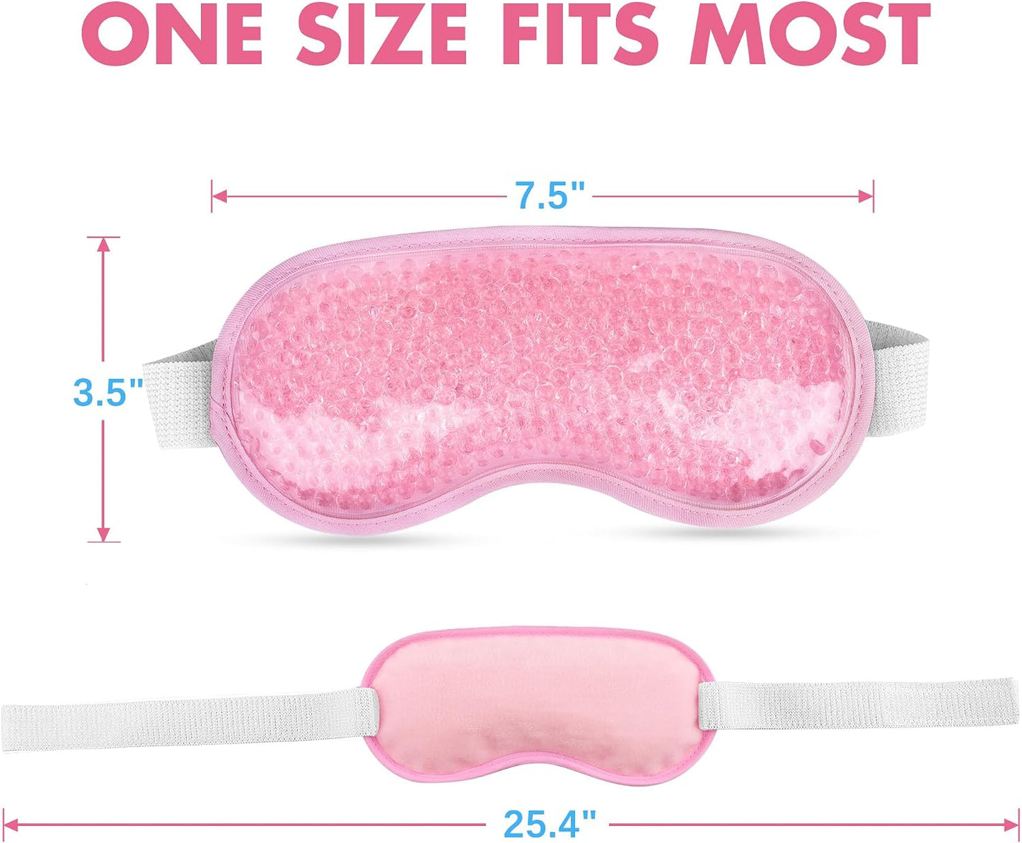LotFancy Cooling Eye Mask, 2 Reusable Gel Eye Masks, Adjustable Bead Eye Mask, Hot Cold Eye Compress for Dry Eyes, Puffy Eyes, Dark Circles, Migraine, Stye Treatment