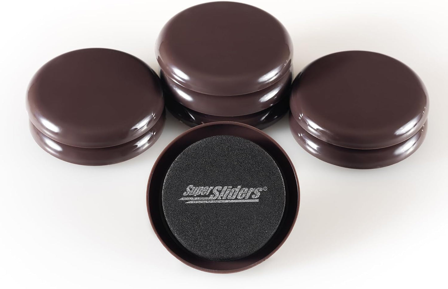 Super Sliders 2-1/2" Round Reusable Furniture Sliders for Carpet, Anti-Slip Protective Furniture Moving Pads for Beds, Sofas, Dressers, Set of 8, Brown