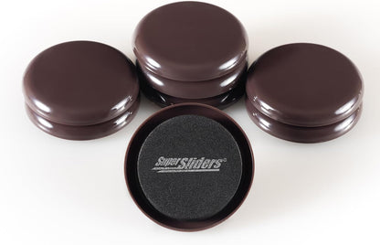 Super Sliders 2-1/2" Round Reusable Furniture Sliders for Carpet, Anti-Slip Protective Furniture Moving Pads for Beds, Sofas, Dressers, Set of 8, Brown