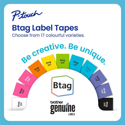Brother Genuine P-Touch Btag BTAG231 Black on White Label Tape ~1/2in by 13.1ft (12mm x 4m). (Works Only with Brother PT-N10, PT-N20, PT-N25BT Label Makers)