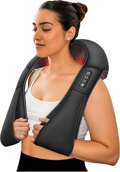 COMFIER Shiatsu Neck and Shoulder Massager with Heat,White Elephant Gifts for Adults,4D Deep Kneading Massage Pillow with Heat, Back Massager, Pillow Massage,Jet Black