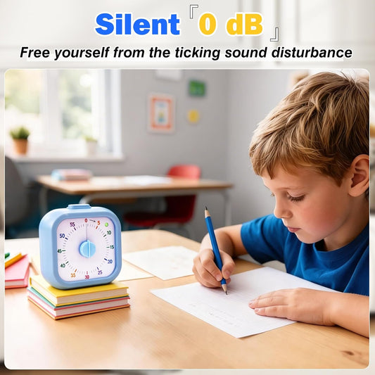Mwellewm Visual Timer for Kids, 60 Minute Time Digital Pomodoro Timer Countdown with Silent Pause Function for Classroom Kitchen Study Cooking Meetings ADHD Rainbow Pattern(Blue)