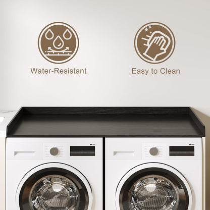 ChooChoo Washer Dryer Countertop, Adjustable Shelf, 2-Tier | Laundry Room Topper, Spacious Storage, For Folding Clothes & Efficient Organization, Walnut