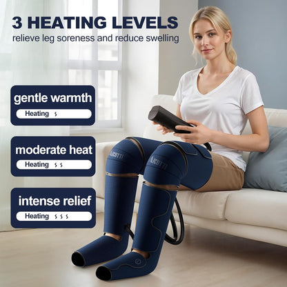 AICUTTI Air Compression Leg Massager with Heat for Foot, Calf, Knee & Thigh - Gifts for Christmas, Mother's Day, Father's Day - Leg Massage Boots for Women & Men - Relieves Muscle Tension and Pain