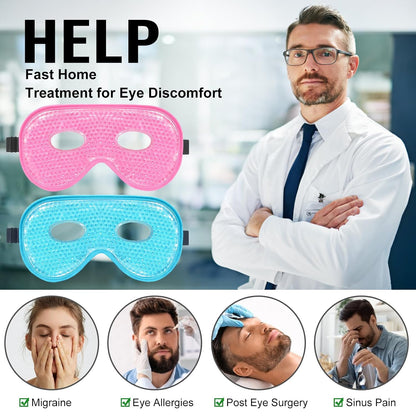 BeeVines Gel Eye Mask, XL Size Cooling Ice Masks for Puffy Eyes (2 Pack)