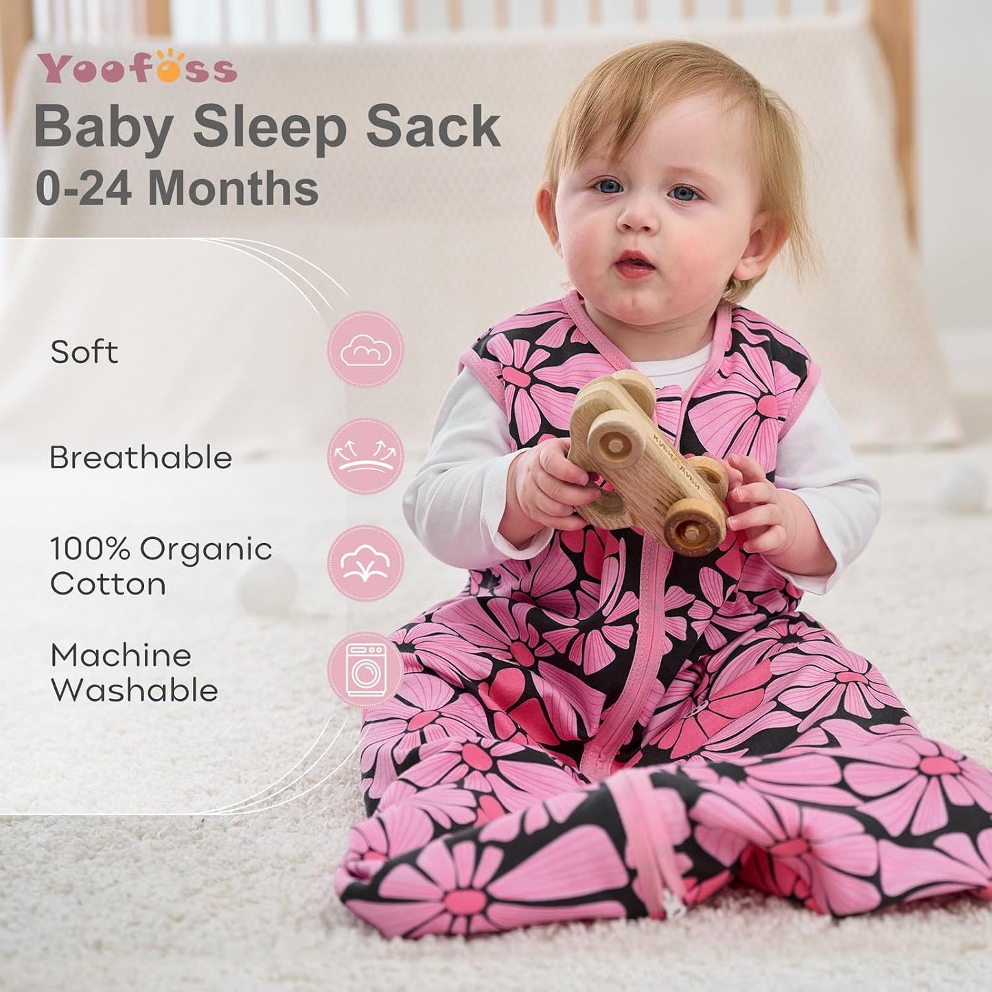 Yoofoss Baby Sleep Sack 0-6 Months Wearable Blanket for Babies 100% Organic Cotton 2-Way Zipper TOG 0.5 Toddler Sleeping Sack 3 Pack, Sleep Sacks