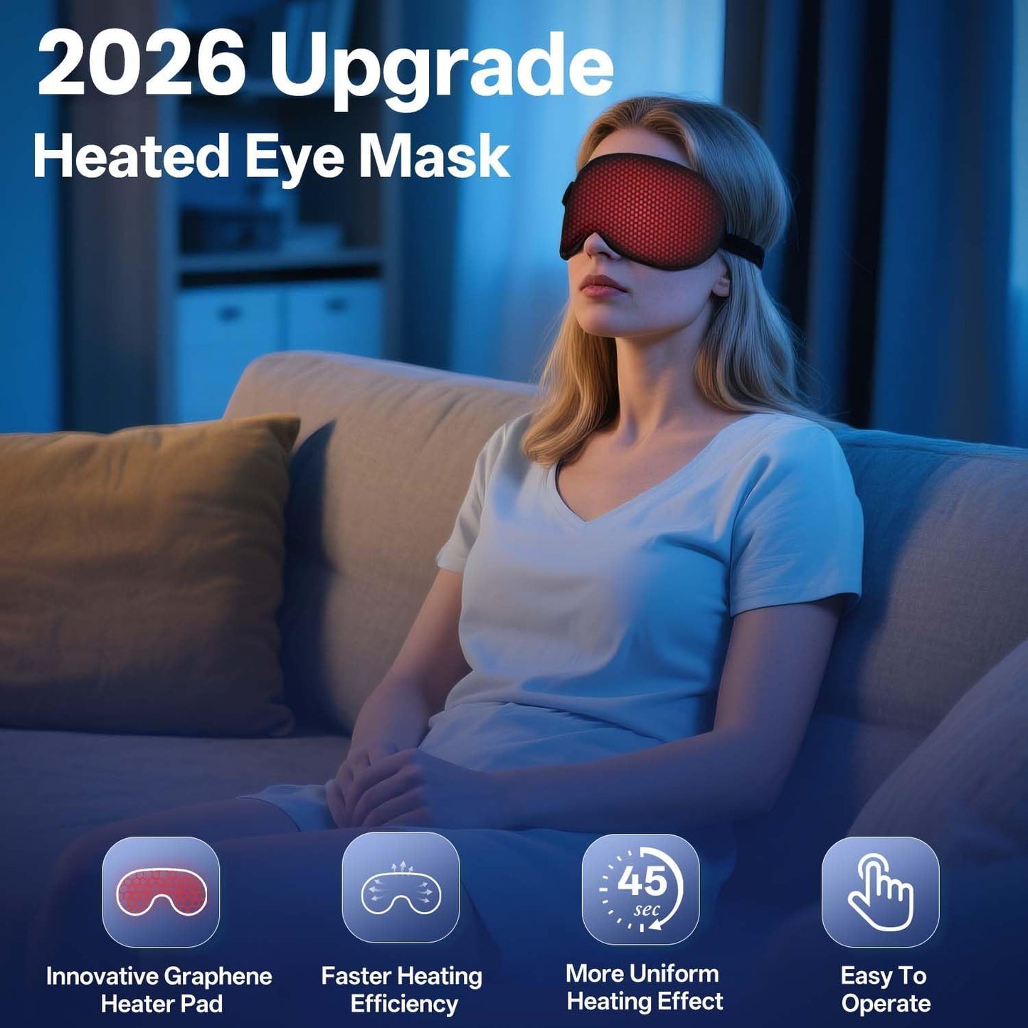 Cordless Heated Eye Mask for Dry Eyes,Electric Warm Compress for Fast Eye Relief Rechargeable USB Heat Relax Mask for Sleep