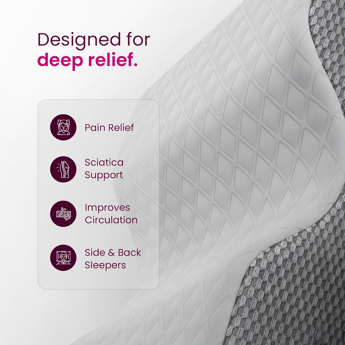 IWS Ergonomic Knee Pillow – Premium Memory Foam for Hip, Leg & Spine Alignment, Sciatica Pain Relief, Cooling Breathable Cover for Side & Back Sleepers