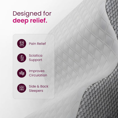 IWS Ergonomic Knee Pillow – Premium Memory Foam for Hip, Leg & Spine Alignment, Sciatica Pain Relief, Cooling Breathable Cover for Side & Back Sleepers