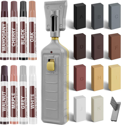 Laminate Vinyl Floor Repair Kit - Set of 22 Wood Floor Wax Furniture Touch Up Markers, Linoleum Repair Kit Cover Up Scratches, Cracks, Stains for Wooden Door, Floor, Table, Cabinet, Desks