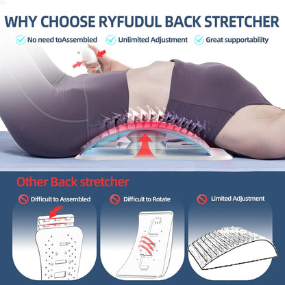 Back Stretcher with Air-Adjustment for Lower Back Pain Relief, Lumbar Support Board with 10 Inch Wide Elastic Panel for Spine Decompression, Multi-Level Back Cracker for Posture Improve & Scoliosis