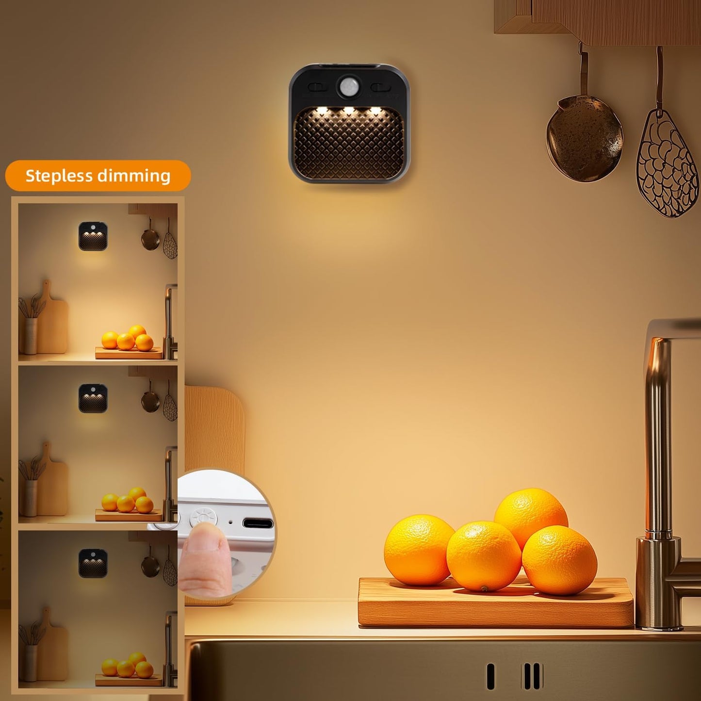 DAMI Motion Sensor Night Lights Rechargeable with Timer, Battery Cabinet Light with 3 Color Temperatures Stepless Dimming, Magnetic Closet Light for Travel, RV, Cruise Essentials 2026