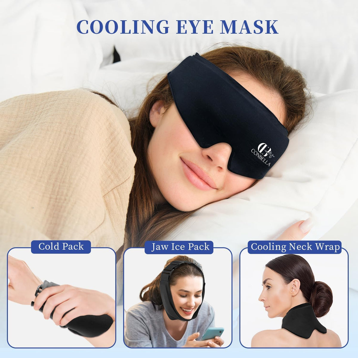 Cooling Eye Mask for Puffy Eyes, Gel Eye Mask, Reusable, Flexible