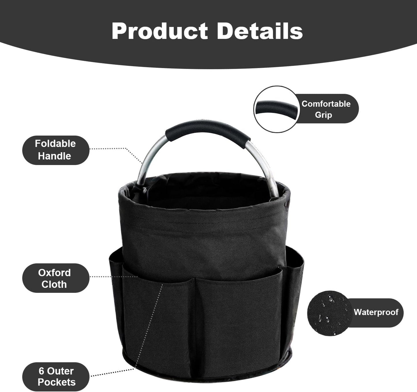 17L Cleaning Caddy with Handle, Cleaning Supplies Organizer, Foldable Storage Basket, Cleaning Supply Caddy, Portable Multi Cleaning Bucket Bag for Home, Garden (Blue)