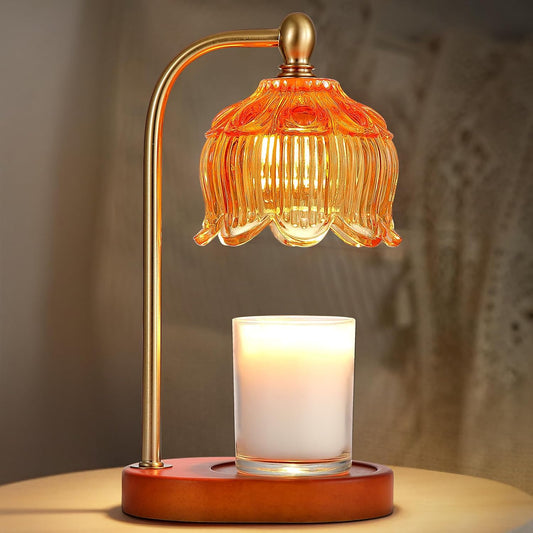 Candle Warmer Lamp with Timer and Dimmer,Electric Gold Light Gifts for Women Melt Wax Warmer Lamp with 2 Bulbs for Candle Jars House Warming New Home Decor Bedroom