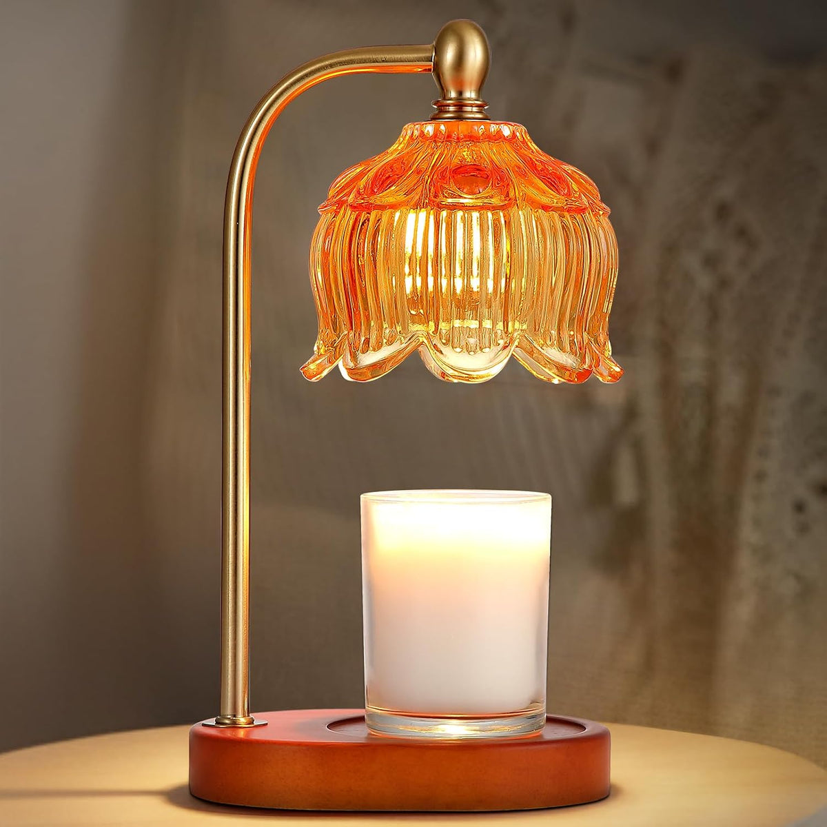 MEIXISUE Candle Warmer Lamp with Timer and Dimmer,Electric Gold Light Gifts for Women Melt Wax Warmer Lamp with 2 Bulbs for Candle Jars House Warming New Home Decor Bedroom