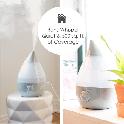 Crane Ultrasonic Cool Mist Humidifier for Bedroom, Baby Nursery, Kids Room, Plants, or Office, Large 1 Gallon Tank, Filter Optional, Blue and White