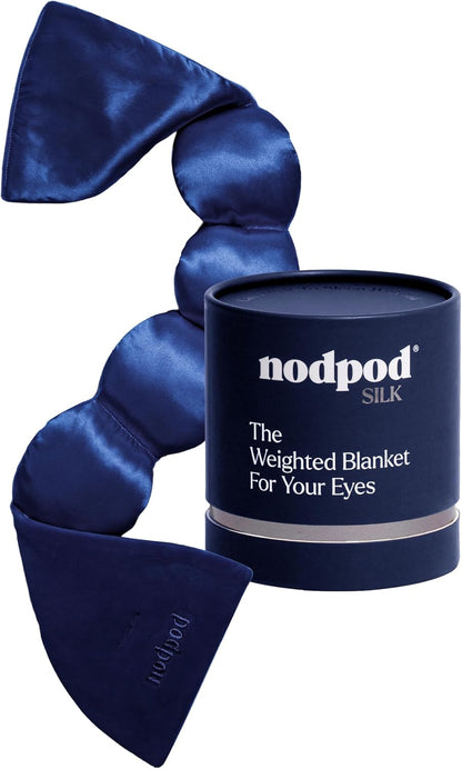 Nodpod Mineralized Silk Gentle Pressure Sleep Mask - Strap-Free, Light-Blocking Design for Sleep, Travel & Relaxation - Weighted Eye Pillow, Machine Washable (Willow)
