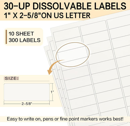 L LIKED 750 Dissolvable Food Stickers Custom 1" x 2-5/8" Inkjet 25 Sheets | Printable sheets for inkjet printers. Track shelf life & prep date. For kitchens, restaurants, food trucks, delis & fast food