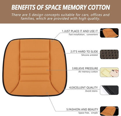 Car Seat Cushion Pad 1.2" Thick Comfort Seat Protector for Car Driver Seat Office Chair Home Use Memory Foam Seat Cushion with Non Slip Bottom, 20'' x 18.5'', Black