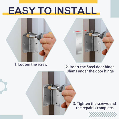 10 Pcs Hardware Door Hinge Shims Stainless Steel Metal Coated Finish Door Hinge Shim for Repair Kit (4 Inch,White)
