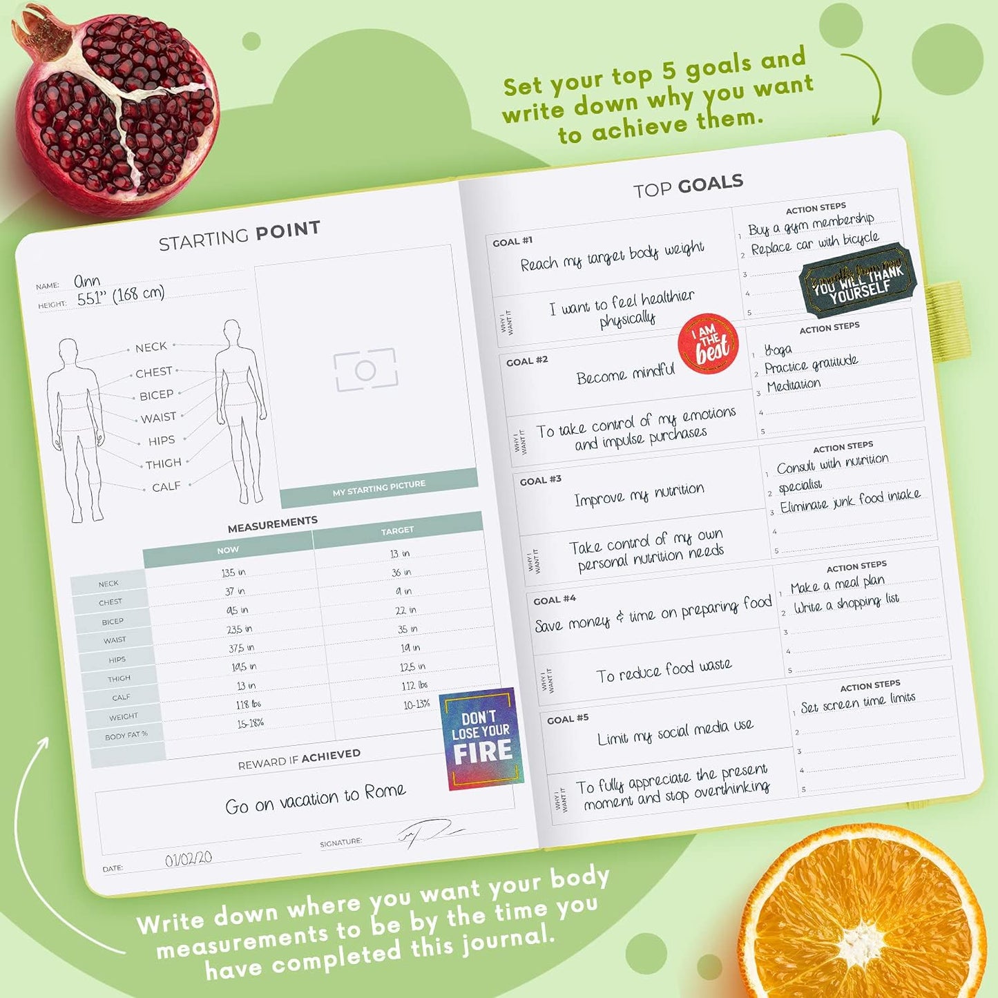 Clever Fox Wellness Planner & Food Journal for Weight Loss, A5 Orange | 5.8"x8.3" nutrition & exercise tracker for women tracking meals, diet & symptom diary, calorie counter notebook, stickers