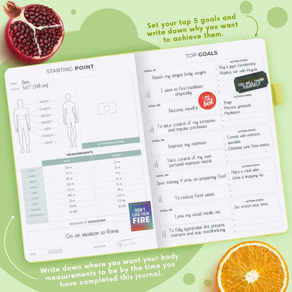 Clever Fox Wellness Planner & Food Journal for Weight Loss, A5 Orange | 5.8"x8.3" nutrition & exercise tracker for women tracking meals, diet & symptom diary, calorie counter notebook, stickers