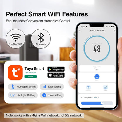 Smart Humidifiers Large Room Bedroom Home,2.11Gal(8L) Quiet Top Fill Cool Mist Humidifier,Smart App & Remote Control, 3 Speed Humidifier with 360°Nozzle,Humidity Setting for Baby Office Plant(White)