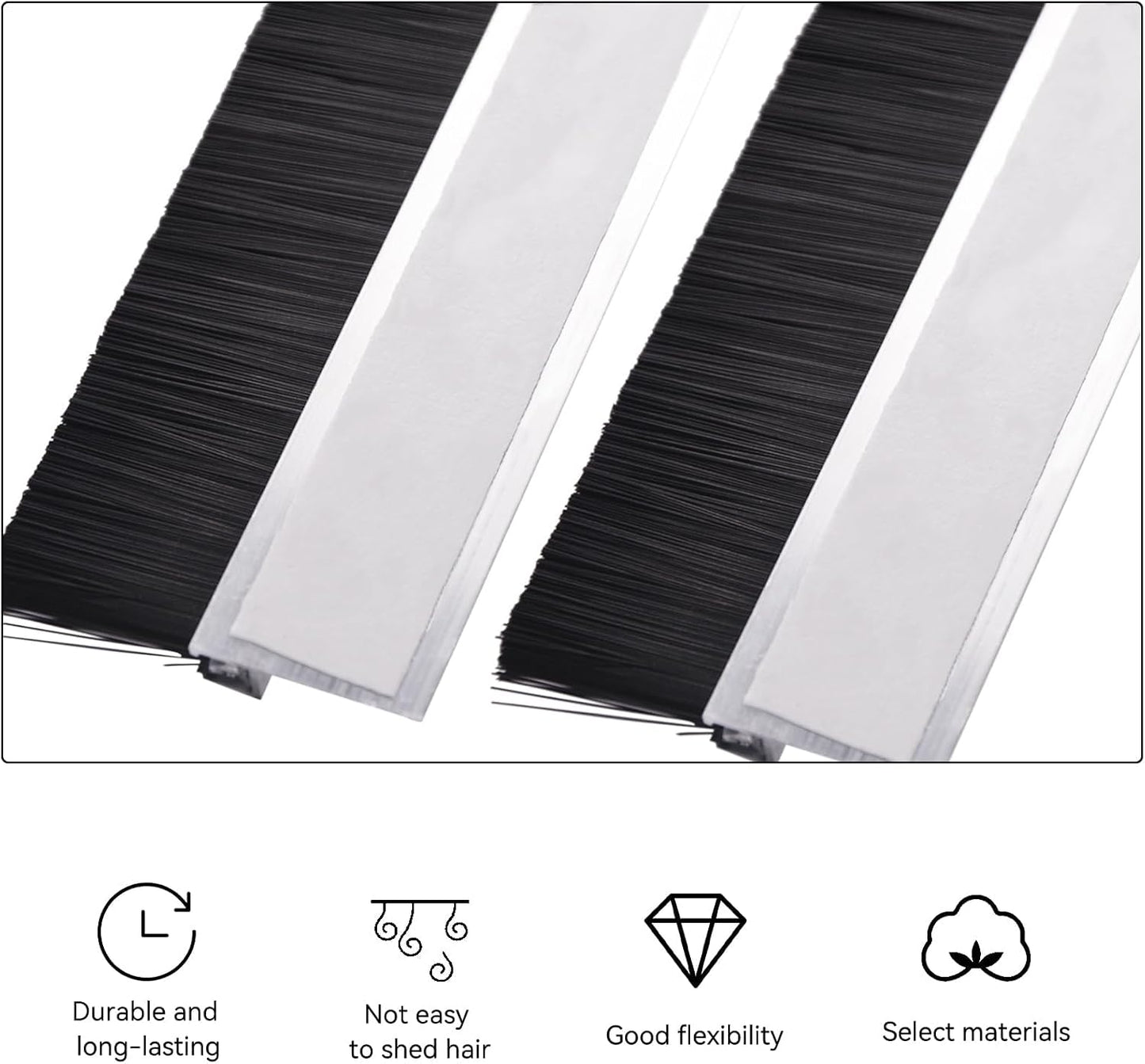 2Pack 32 inch Door Bottom Sweep for Exterior Doors with 1.1 inch PP Soft Brus, H-Shape Aluminum Dustproof Bottom of Door Weatherstrip, Silver