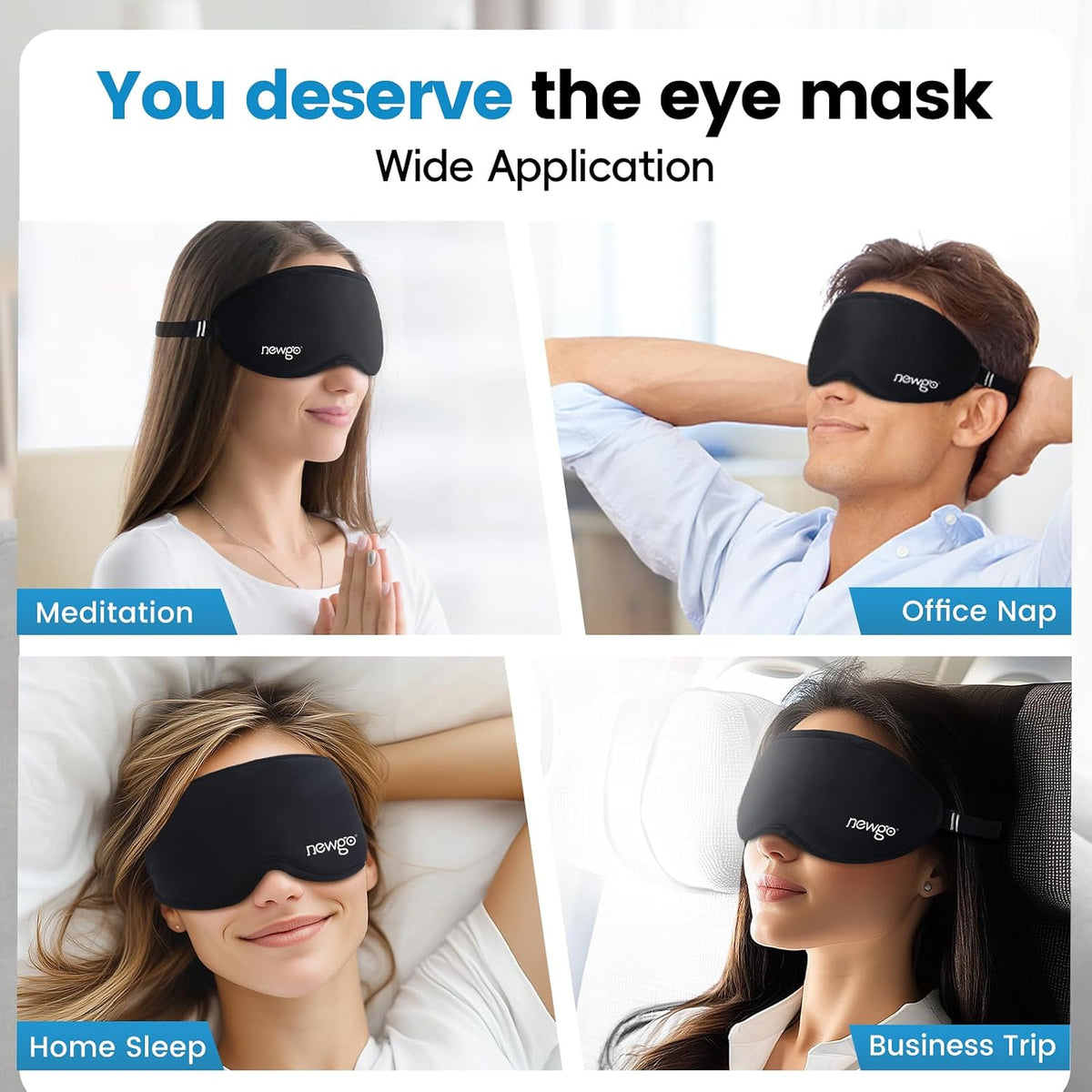 NEWGO 3D Cooling Eye Mask, Weighted Eye Mask for Sleeping, Black
