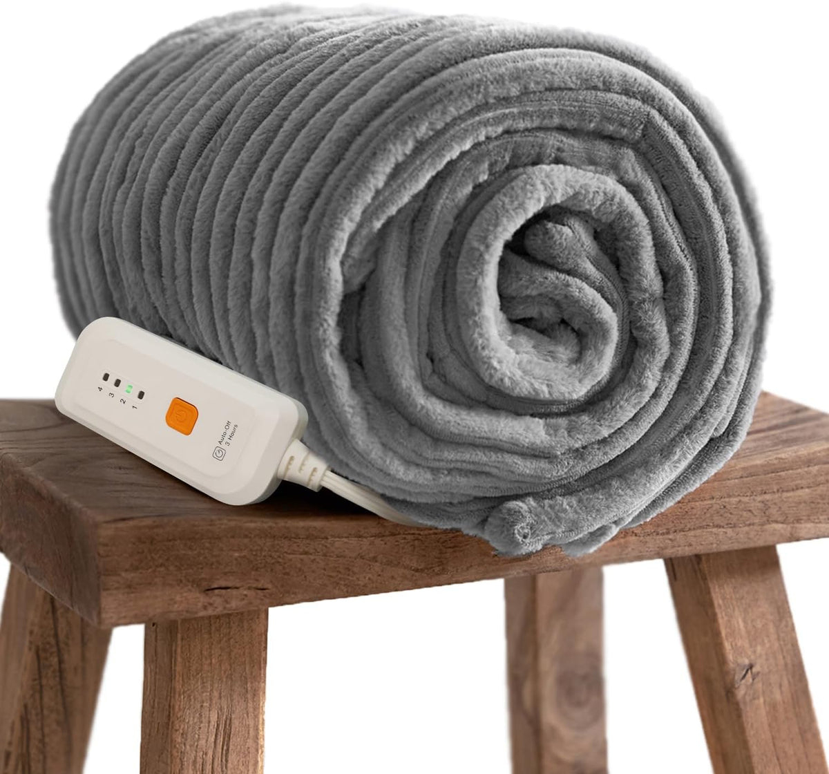 GOTCOZY Heated Blanket-Soft Plush Electric Blanket 50"X60"(Grey)