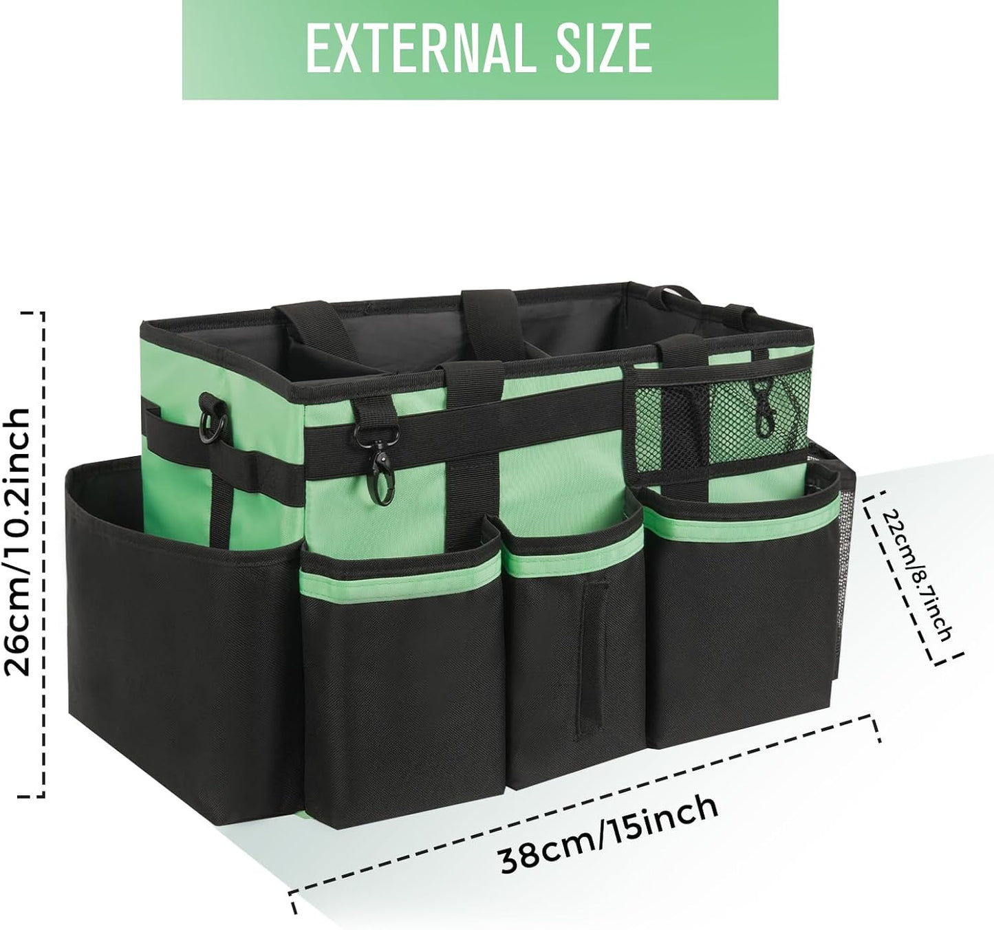 SCAVATA Wearable Cleaning Caddy, Cleaning Caddy Supplies Organizer with Handle & Shoulder Straps for Housekeepers, Under Sink & Car Cleaning Tool Organizers Bag with 4 Foldable Divider (NavyBlue)
