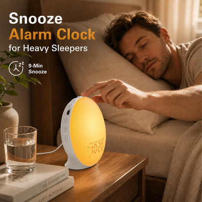 JALL Full Screen Sleep Sound Machine Sunrise Alarm Clock with 25 White Noise Nature Sounds, Wake Up Light for Bedrooms, Hi-Fi Bluetooth Speaker, 8-Hour Sleep Timer