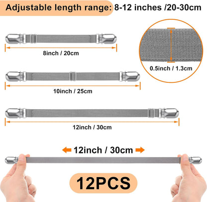 Boao 12 Pcs Bedsheet Strap Elastic Clip, White, 4-8 Inch Length