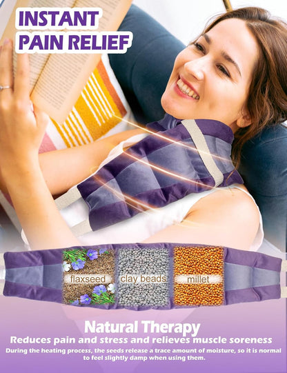 Microwavable Heating Pad, Neck‑Shoulder Wrap with Handles, Unscented
