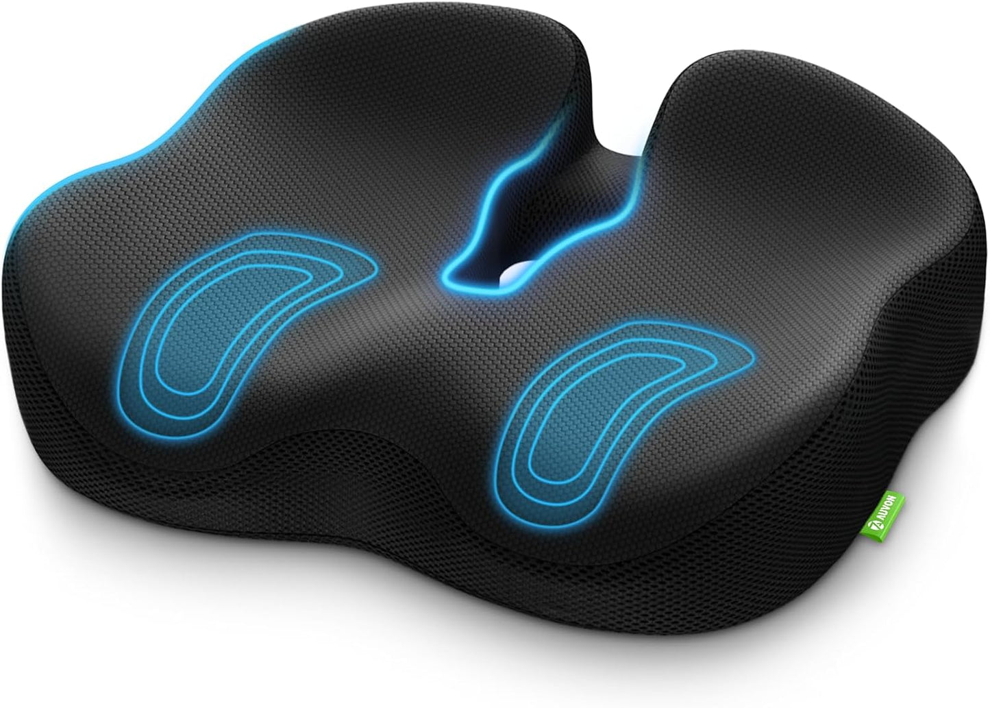 AUVON Ergonomic Donut Pillow Seat Cushion for Hemorrhoid & Back Pain Relief | Thick Memory Foam Chair Cushion with Firm Support for Tailbone, Sciatica, Pregnancy, Thigh Slope Design for Sitting Comfort