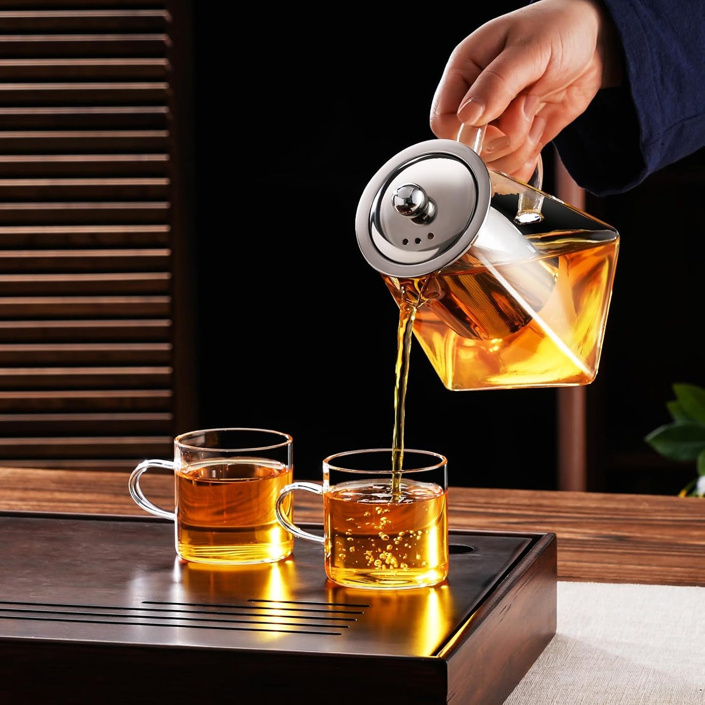 PARACITY Glass Teapot Stovetop 22 OZ/650ml, Tea pot with Removable 18/8 Stainless Steel Infuser, Borosilicate Clear Tea Kettle, Teapot Blooming and Loose Leaf Tea Maker Tea Brewer for Camping, Travel | Clear small tea kettle with infuser and tea pot with