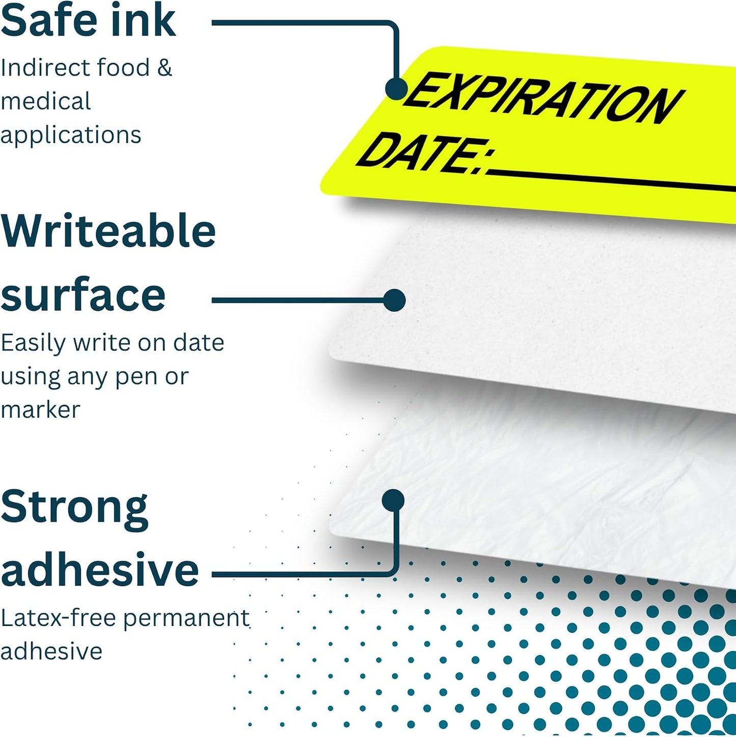 Pantry Labels for Containers, Waterproof Date & Contents Food Labels, 1" x 2" (25.4 x 50.8mm), 500/Roll, Writable