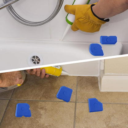 10pcs Silicone Cramer Spreader Caulking Tool Kit, Sealant Profiling Finishing Smoothing Tool Caulk Remover Grout Scraper Mastic Applicator for Kitchen Bathroom Floor Window Sink (Yellow)