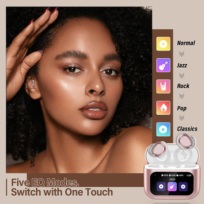 Sleep Earbuds Bluetooth 5.4 in Ear Touch Screen Sleep Headphones, Small Design Mini Sleep Earbuds for Side Sleepers with Sleep Mode, 48H Playtime Sleep Earphones Clear Calls, Rose