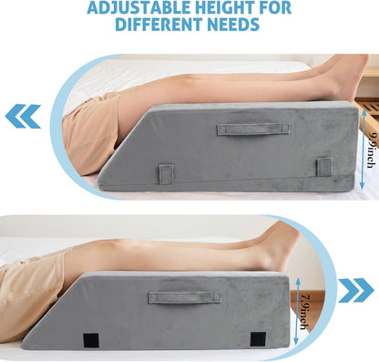Leg Elevation Pillows for After Surgery, Ergonomic Keeps Knee Straight, Adjustable Height Knee Replacement Recovery Aids, Suitable for Surgery, Injury, or Rest, Washable Cover, Single Leg