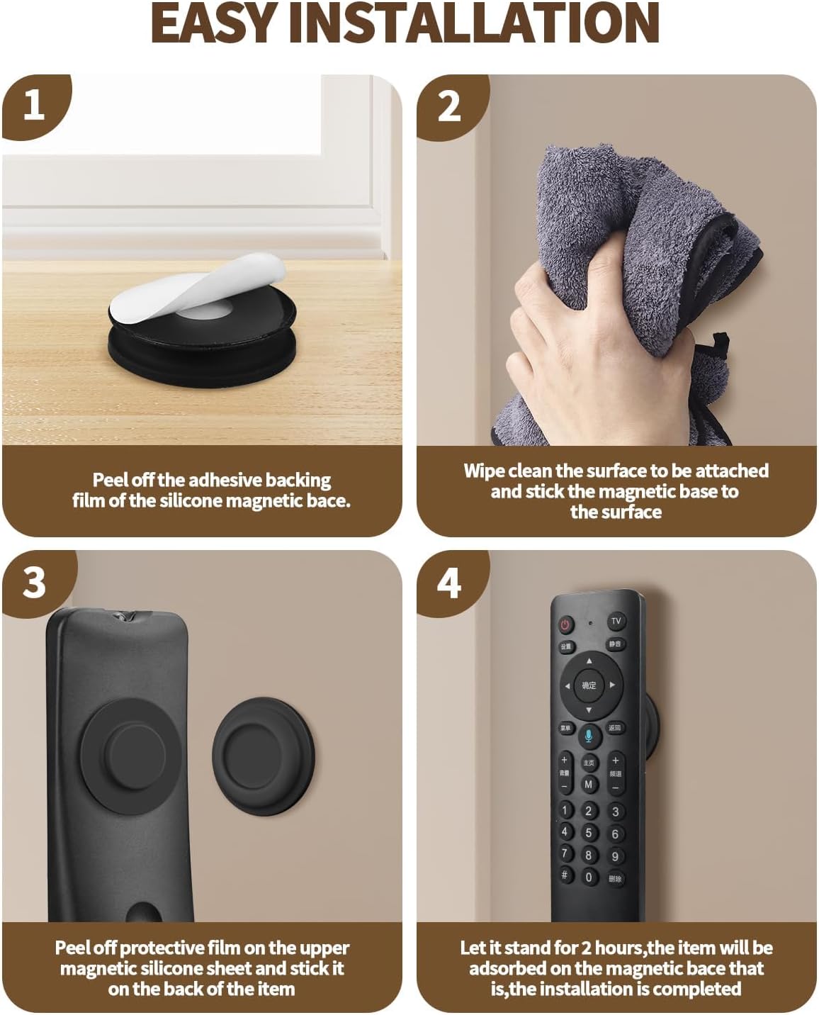 6 Pack Magnetic Remote Control Holder – Upgraded Silicone Magnetic Wall Mount for TV, Fan & Air Conditioner Remotes – Self-Adhesive, No-Drill Remote Control Holder Wall Mount