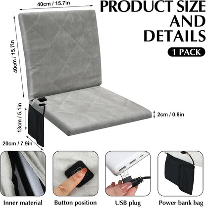 Thyle Portable Heated Seat Cushion for Bleachers Foldable Heating Cushion 3 Mode Adjustable Heated Stadium Chair Bleacher Seat for Bleachers Indoor, Power Bank Not Included