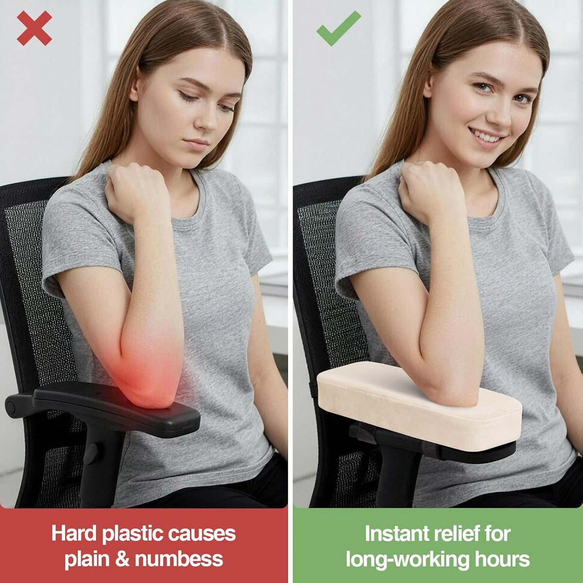 Smiry Memory Foam Office Chair Armrest Pads, Non-Slip Armrest Cushion